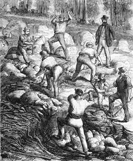 An 1873 sketch of miners 