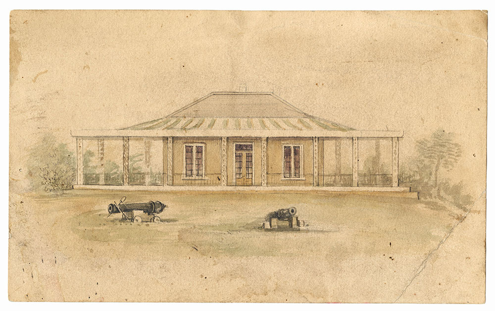 Sketch of Government cottage Launceston 1857